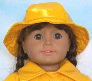 Apryl Doll Clothes Fits American Girl Molly Yellow Slicker Raincoat Hat
