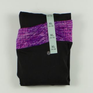 Womens Bally Total Fitness Yoga Pant Purple Burnout Print Size XL