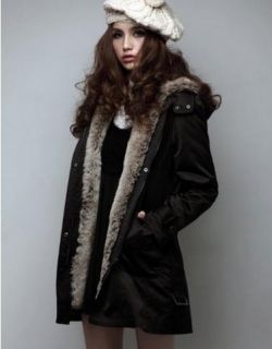 Women Warm Long Coat Hoody Overcoat Faux Fur Hooded Winter Thick Quilted Parka