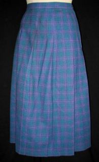 Women's Pendleton Pleated Plaid Wool Skirt Plus Size 22 Vintage Mid Calf S91