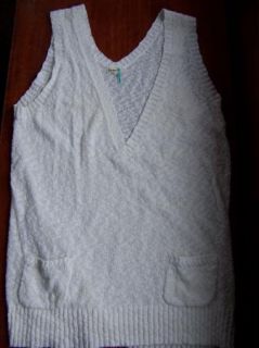 Old Navy Women's Plus Size XXL White Knit Vest GUC Front Pockets Tunic Clothes