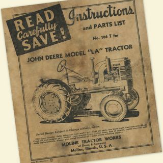 John Deere La Tractor Owners Operators Instruction Manual JD Parts Magneto Carb