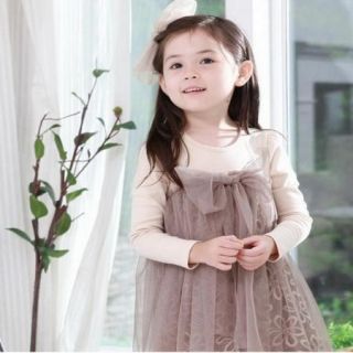 Toddlers Girls Lovely Bow Knot Top Princess Cotton and Tulle Dress 2 7Y Clothes