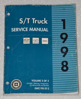 1998 s T Chevy S10 Truck Blazer GMC S15 Sonoma Jimmy Service Manual 2 Chassis