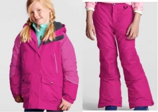 Girls Lands End Winter Coat Squall Parka Jacket Snow Pant Size 5 6 BR Magenta