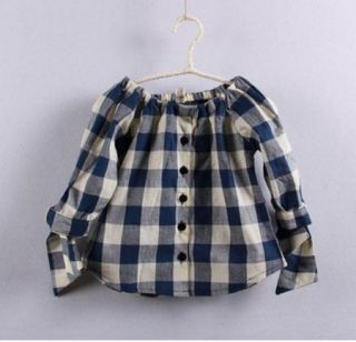 Girl Baby Plaid Shirt 1 7Y New Kids Bow Tops Cotton Ruffle Clothes Lovely Blouse