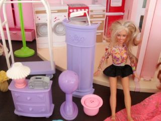 Huge Barbie Lot Vintage Dollhouse w Sounds 15 Barbies Horses Stable Furniture