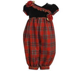 Bonnie Jean Baby Toddler Holiday Outfit Christmas One Piece Jumper Plaid 12mo 4T
