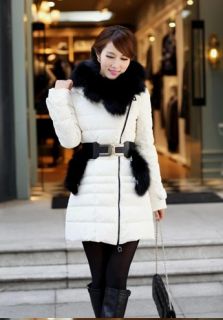 New Women's Winter 95 Down Fox Fur Collar Slim Thicken Coat Outwear Jacket XL