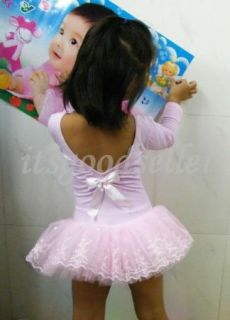 Girl Leotard Ballet Tutu Dance Party Dress 2 6Y Toddler Costume Long Sleeve