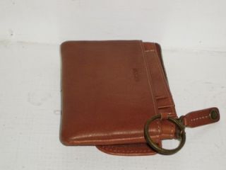 Fossil Buttery Soft Cognac Brown Leather Everyday Wallet Coin Change Purse Key