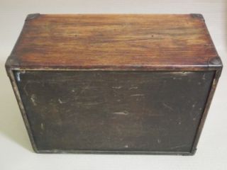 Antique Vintage Oak Wooden Tool Box Chest Filing Drawers Collectors Cabinet