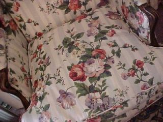 Pair of Country French Wing Chairs Roses Fabric