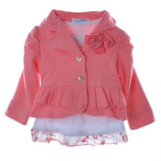 Baby Girls Ruffled Party Jacket Top Coat T Shirt Pants 3pcs Outfit 3 24M Clothes