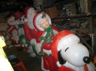 10 Christmas Blow Mold Yard Art Decoration Gnome Frosty Cane Mrs Mr Santa Claus