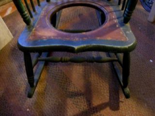 Antique Solid Wood Green Rocker Rocking Chair Round Empty Seat Refinish Ready