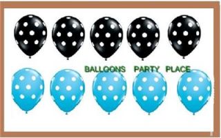 10 Polka Dot Balloons Blue Black Party Supplies