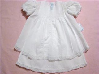Hand Embroidered 0 3 White Batiste Lace Baby Dress w Slip 6564