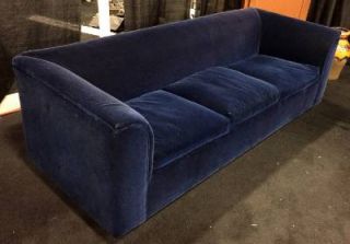 Stunning Vintage Art Deco Mid Century Modern Blue Mohair Sofa Harvey Probber Era