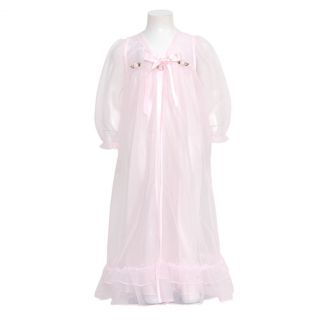 Laura Dare Girls 10 Light Pink Floral Peignoir 2pc Robe Nightgown