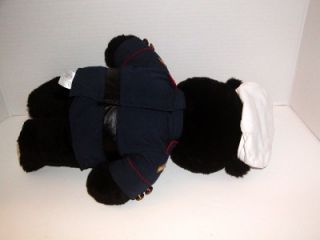Build A Bear BABW Black Happy Face Bear Wearing Dress Marines Outfit and Hat