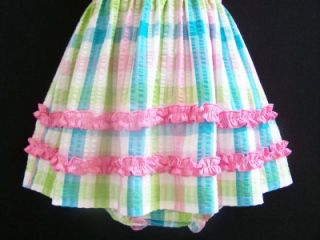 New Baby Girl "Pastel Plaid Ruffle" Size 12M Spring Easter 2pc Dress Clothes