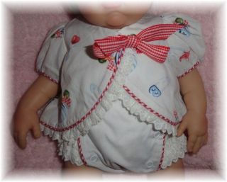 Doll Outfit Lee Middleton Preemie Reborns Baby Print Gingham