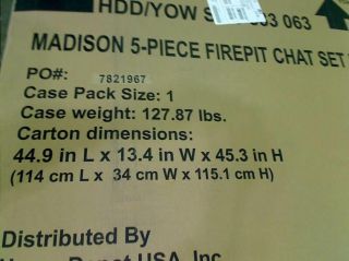 Hampton Bay Madison 5pc Patio Fire Pit Chat Set w Textured Golden Wheat Cushions
