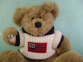 1996 Embrace Asia Brown Teddy Bear American Flag