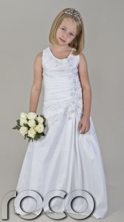 Girls White Communion Dress Wedding Bridesmaid Dresses Age 6 10 Years