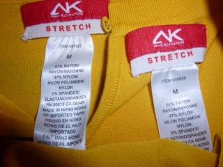 Anne Klein Sport Sz M Cardigan Sweater Set Twin Set 3 4 Sleeve Yellow Scoop Neck
