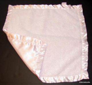 Bearington Collection Pink Minky Velour Small Security Blanket Satin Edge Back