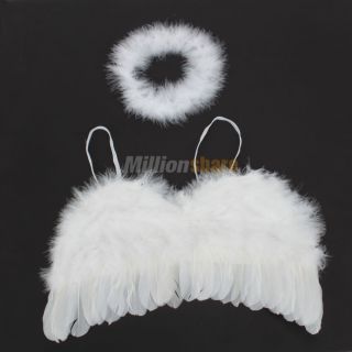 New Baby Infant 0 6mo White Angel Feather Wings Halo