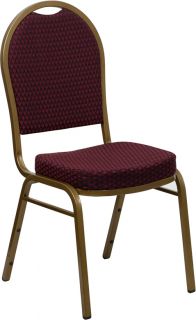 Hercules Series Dome Back Stacking Banquet Chair Burgundy Fabric Gold Frame