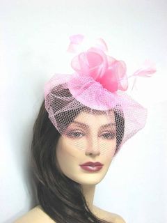 Fascinator Hats Wedding Party Birdcage Hair Clip Bridal Accessories Pink
