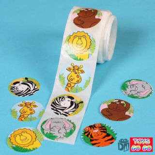 One Roll 100 Animal Sticker Kid Lion Tiger Monkey Party Favor Supply CSTM019