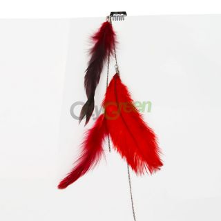 Beautiful Ostrich Feather Chain Hair Accessories Hair Extensions Red