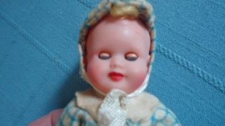 Vintage Hard Plastic Baby Boy Doll 5" Made Italy Sleep Eyes Jointed Limbs Cute