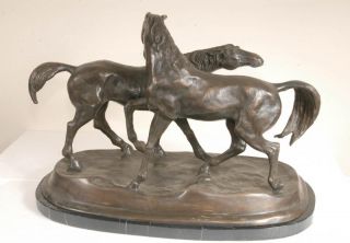 Pair Bronze Horses by Mene Accolade French Casting Stat