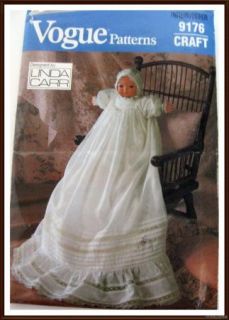 Vogue Pattern 9176 Christening Baptism Blessing Baby Doll Dress Gown Uncut
