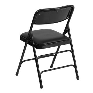 Heavy Duty Folding Chair Commercial Steel Triple Brace Metal Black Padded Seat