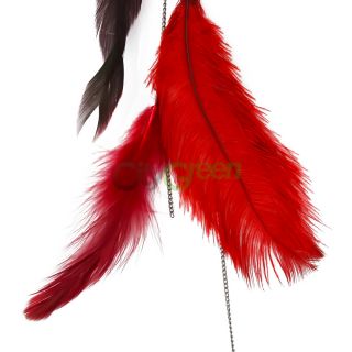 Beautiful Ostrich Feather Chain Hair Accessories Hair Extensions Red