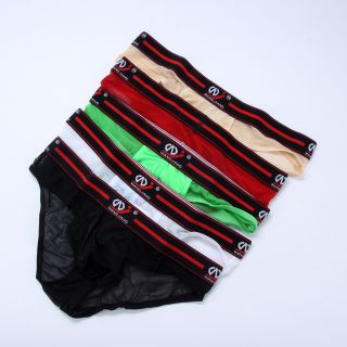 Mens Sexy Non trace Nylon Net Briefs Underwear Briefs Underpants Black L Szie