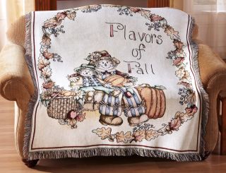 Flavors of Fall Scarecrow Throw Tapestry Blanket Halloween Country Home Decor