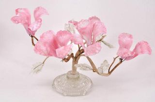 Vintage Murano Italy Italian Glass Flowers Centerpiece Arrangement Pink Clear