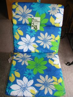 Chair Cushion Patio Kathy Cyan Blue Yellow Green Floral Pattern New
