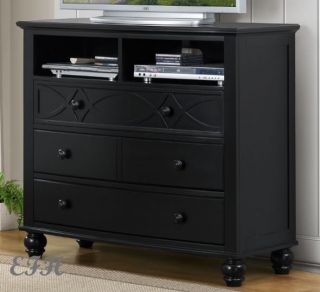 New Sanibel Black or White Finish Wood Media TV Stand Chest Console Cabinet