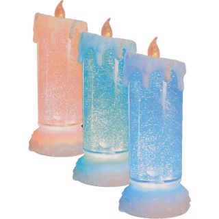 24cm LED Light Glitter Candles Flickering Xmas Decoration Colour Changing Snow