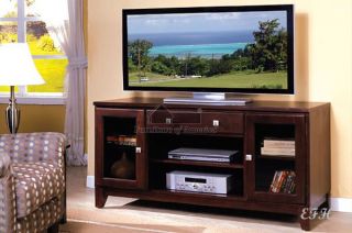 New Arcadia 60" Dark Cherry Finish Wood TV Stand Console Cabinet