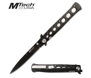 8 5" M Tech USA Black Stainless Steel Stiletto Tactical Folding Pocket Knife